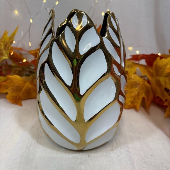 Karla Modern Stoneware Ceramic Vase with Textured Decorative Design - Picture 1 of 4